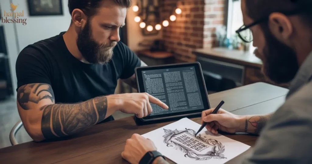 Bible verse tattoos for men about God’s blessings showing choosing scripture tattoo design Christian guidance and faith based decision making