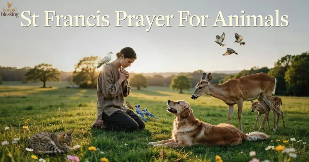 St Francis Prayer For Animals celebrating God's creation, wildlife, pets, and Christian stewardship