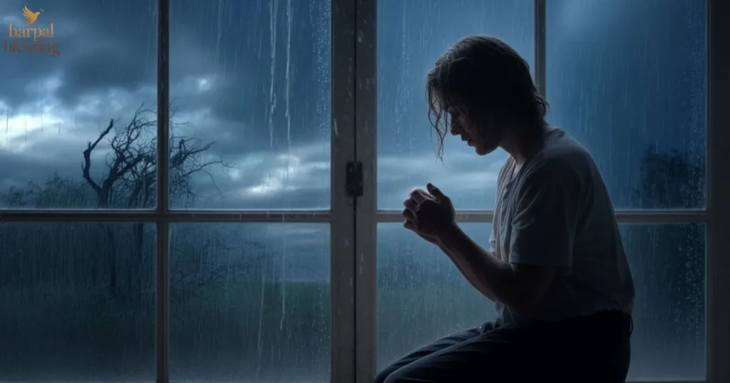 Prayers for bad weather to go away with scriptures showing emotional prayer during storm and weather safety