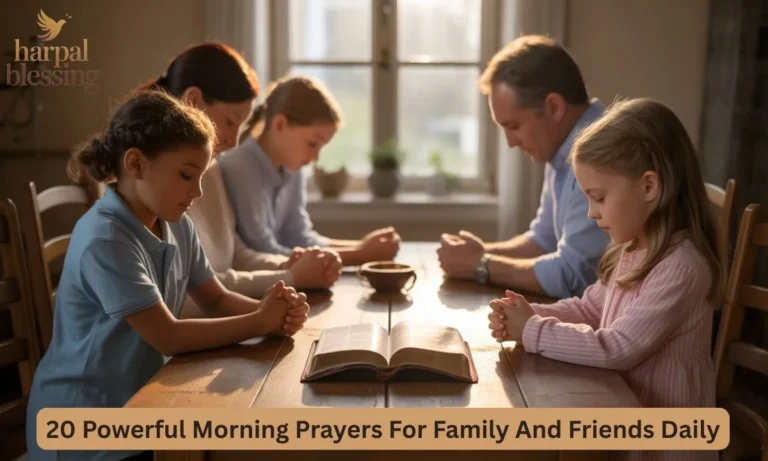 Family praying together in the morning, reflecting powerful morning prayers for family and friends daily.