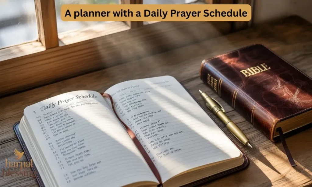 Daily prayer journal with Bible and pen, symbolizing how to make Thanksgiving Prayer a daily habit.