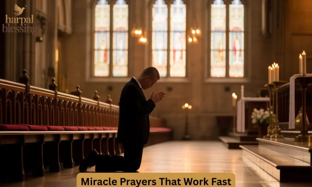 Person praying in church, representing the role of faith in Miracle Prayers That Work Fast.