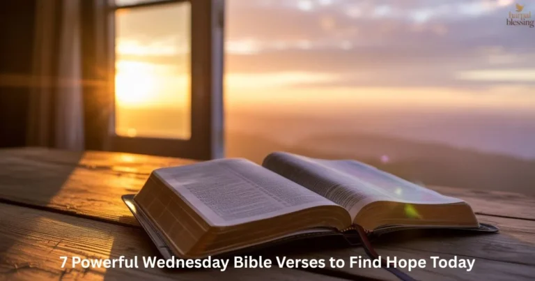 Wednesday Bible Verses displayed with an open Bible at sunrise, symbolizing hope and renewal