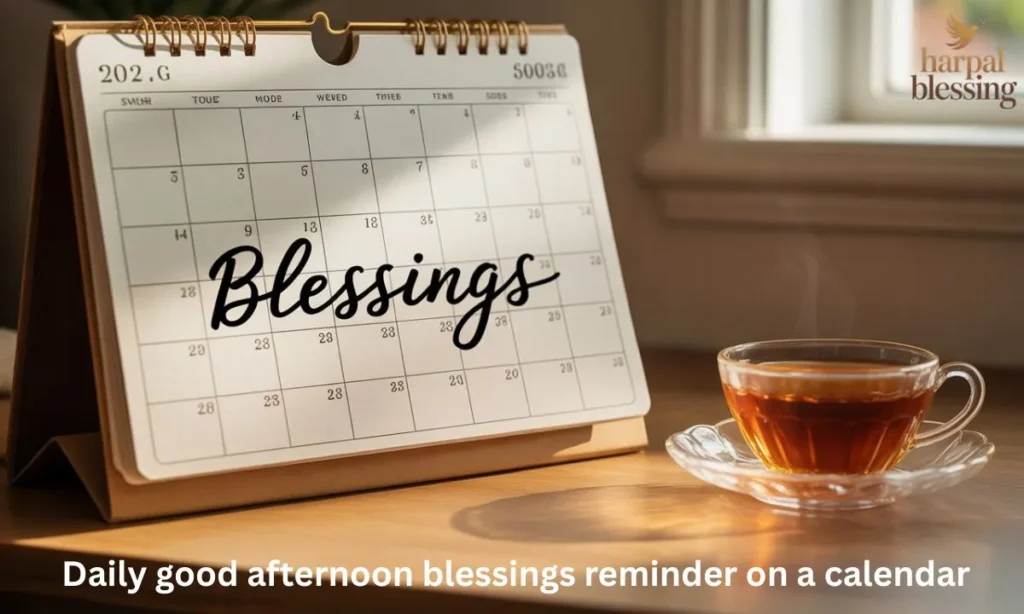 Daily good afternoon blessings reminder on a calendar, inspiring consistent positivity and gratitude.