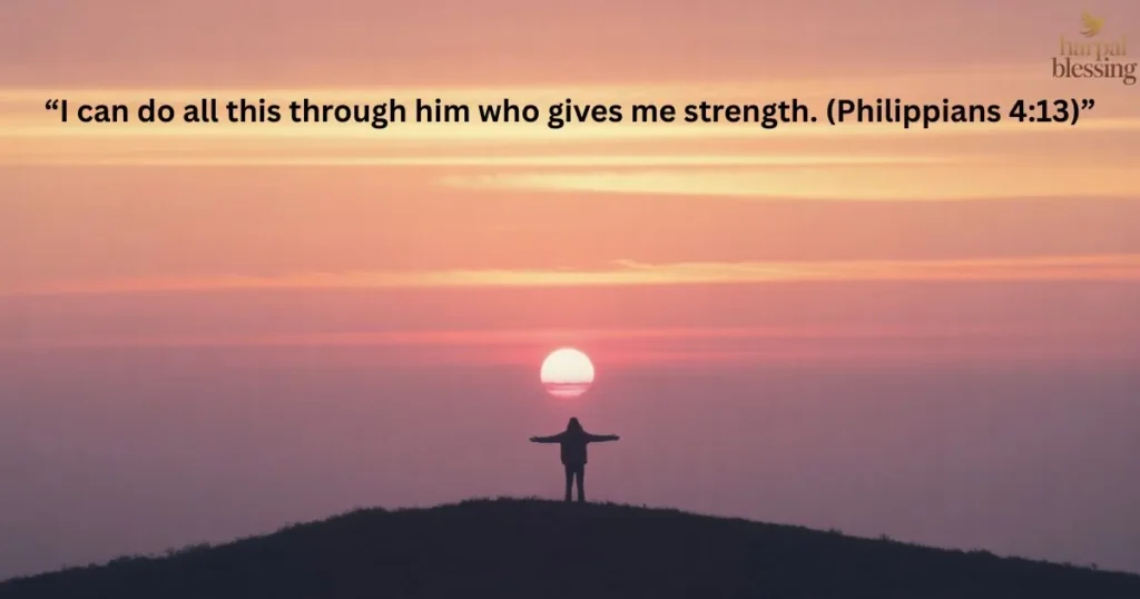 “Philippians 4:13 Monday morning blessing image with soft sunrise inspiring faith and hope”