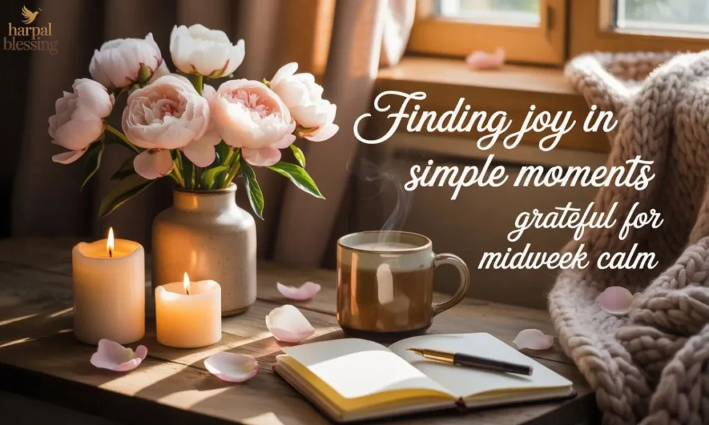 Flowers with Wednesday blessings promoting peace, joy, gratitude, and emotional upliftment for loved ones.