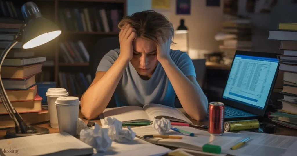 Exam pressure and academic stress affecting students, concentration, memory, and performance.