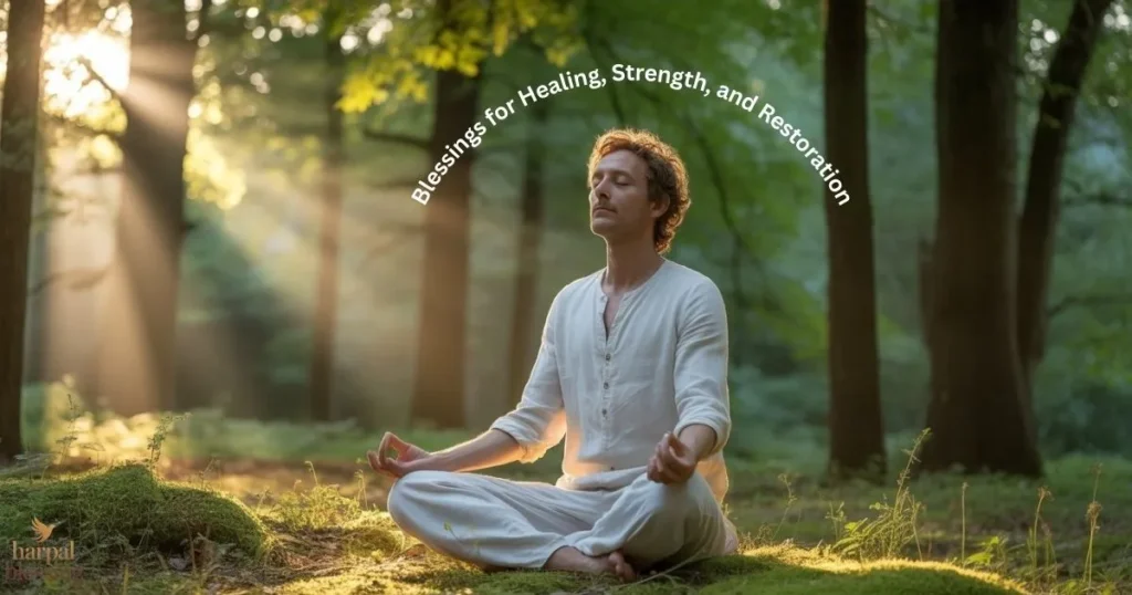 Individual receiving blessings for healing, strength, and restoration with emotional and spiritual renewal.