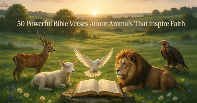 Bible Verses About Animals with God's creation, lamb, lion, dove, and inspiring Christian faith