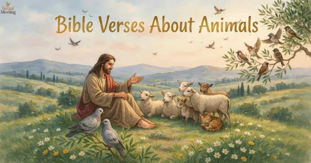 Bible Verses About Animals showing Jesus teaching about God's creation and spiritual truth
